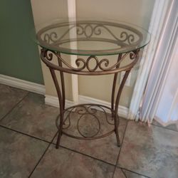 Small Accent Brass Glass Table  (Centerpice  is 30.00) table is 20.00