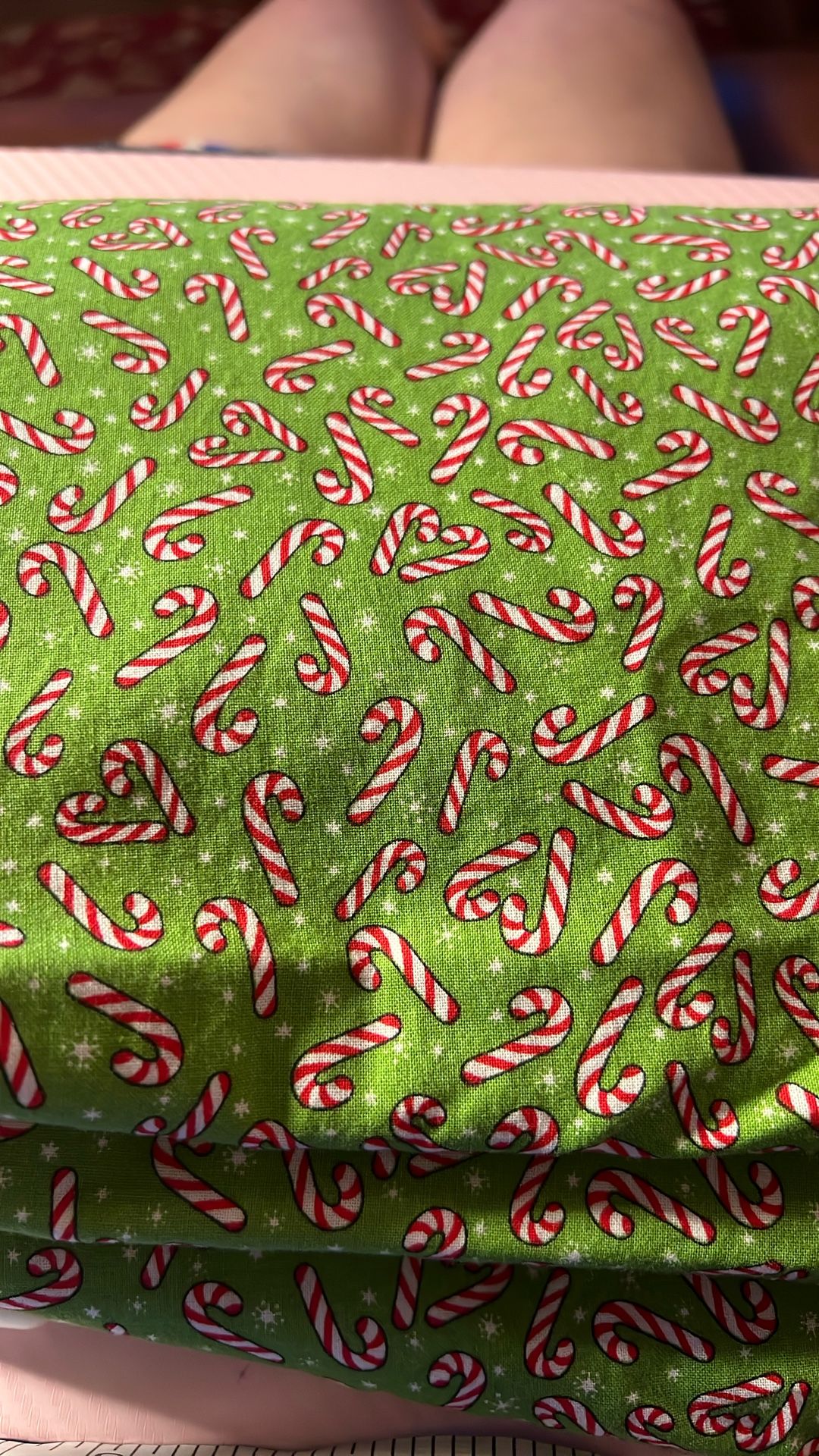 Fa-2 Christmas Green- Candy Canes Fabric 