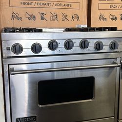 Viking 36”Wide Dual Fuel Range Stove In Stainless Steel 