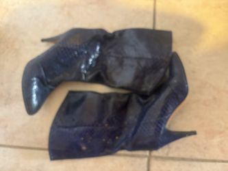  Fasino Cowboy Boots  Calf High Heels Snakeskin Shoes