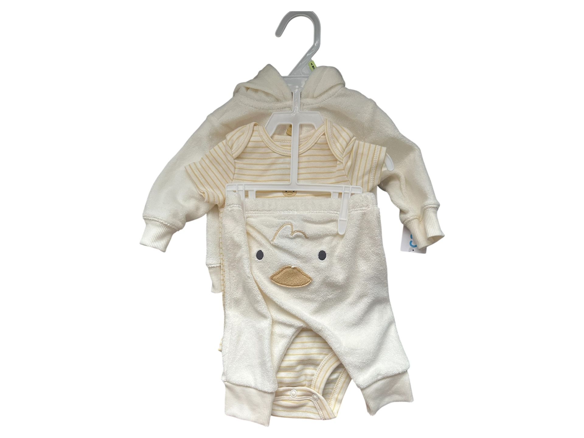 Cream and yellow baby boy 3-piece set - hoodie, pants, and bodysuit
