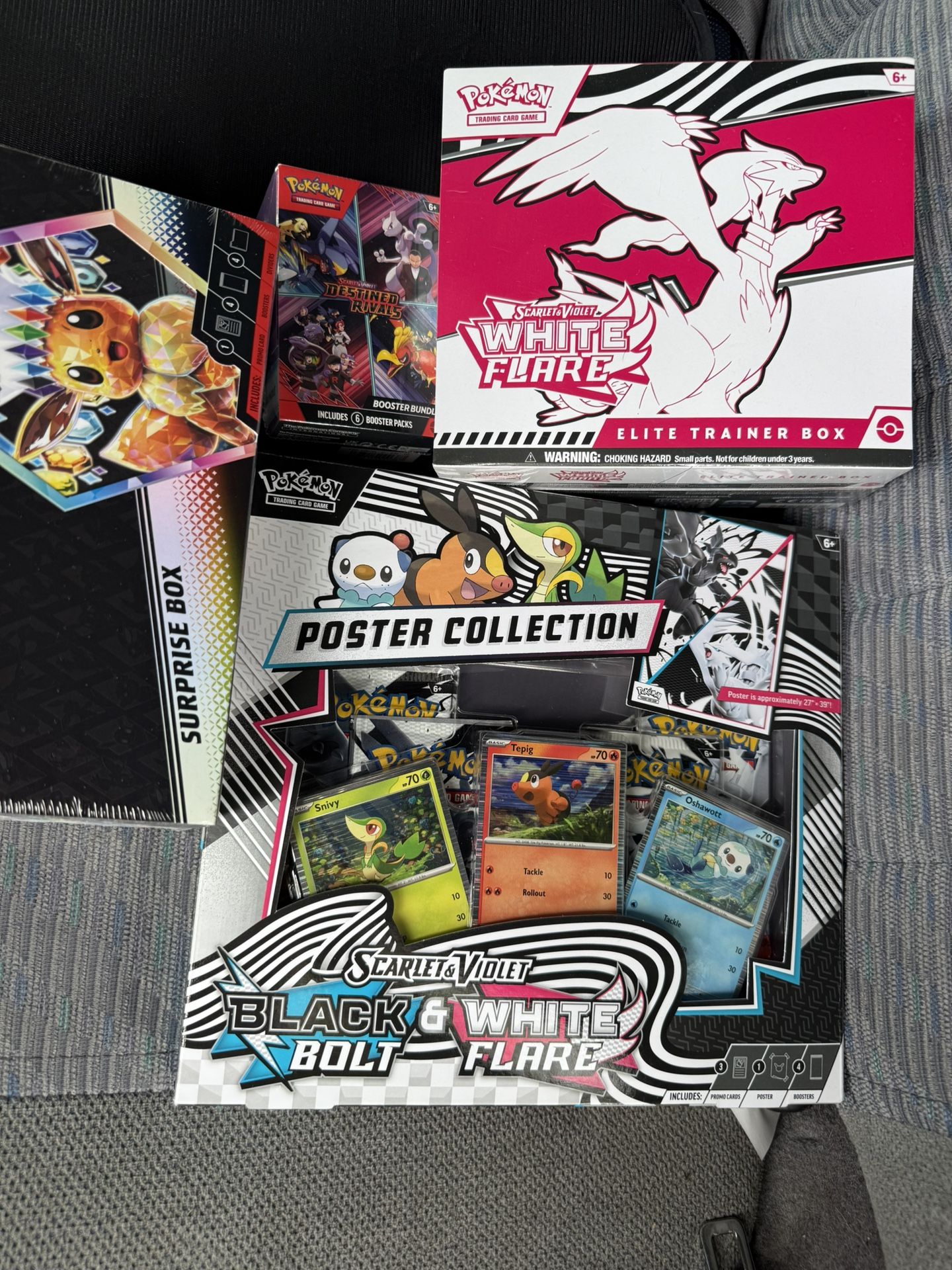 Pokémon Bundle – White Flare ETB + Poster Collection + Destined Rivals + Eevee Box (Brand New Sealed)