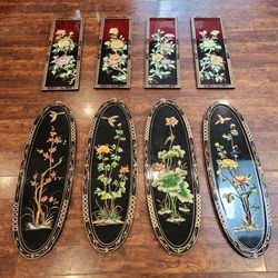 Vintage Chinese Black Lacquer Panels