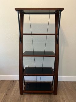 Wood/Glass -5 Tier Shelf