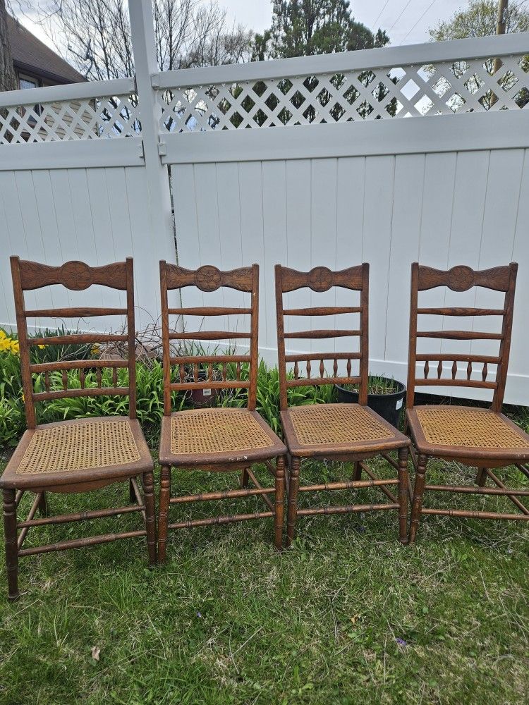 4 Antique Cane Chairs