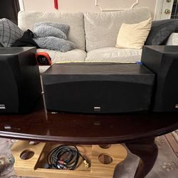 Onkyo Vintage 100W Black Wood Dolby 2.1 Wired Center Pair Speakers SKC-100 SKM-100