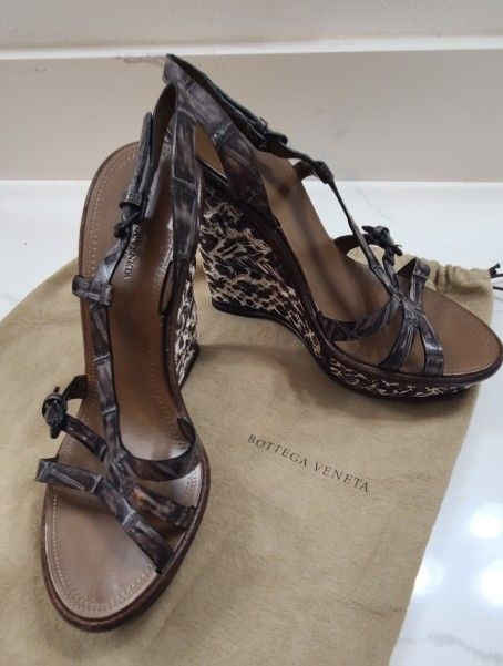 Bottega Veneta Leather Wedge Sandals