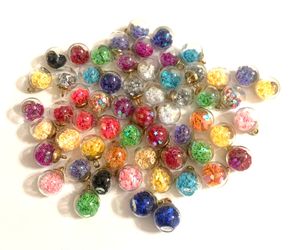 67  GLITTER GLOBE CHARMS FOR JEWELRY MAKING  / BRAND NEW