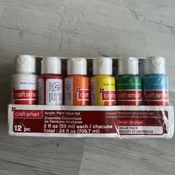 Craft Smart Acrylic Paint Value Set, Fast Drying - 12 Colors - 2 fl oz Each