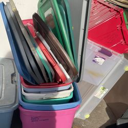 Storage bins with lids  $5 each or $4 each if buying more than one 
