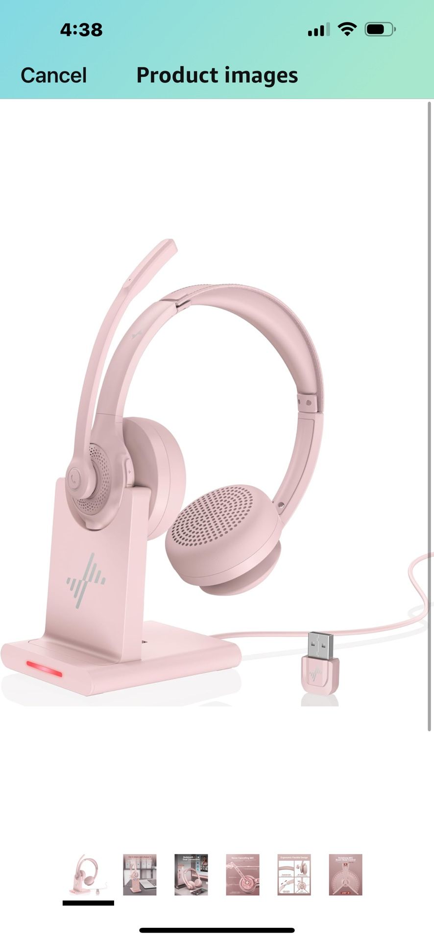 Wireless Headset with AI Noise Cancelling Microphone Bluetooth Headset - Bluetooth V5.2 Headphones with USB Dongle, Charging Base & Mic Mute for Compu