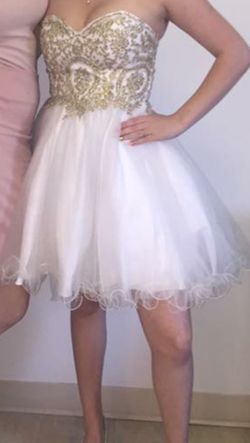 Gold and white formal dress