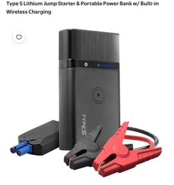 Type S Lithium Jump Starter & Portable Power Bank w/ Built-in Wireless Charging