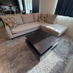 Beige Sectional Sofa & Coffee Table Set – Great Condition - Can Sell Separately - Must Pick Up