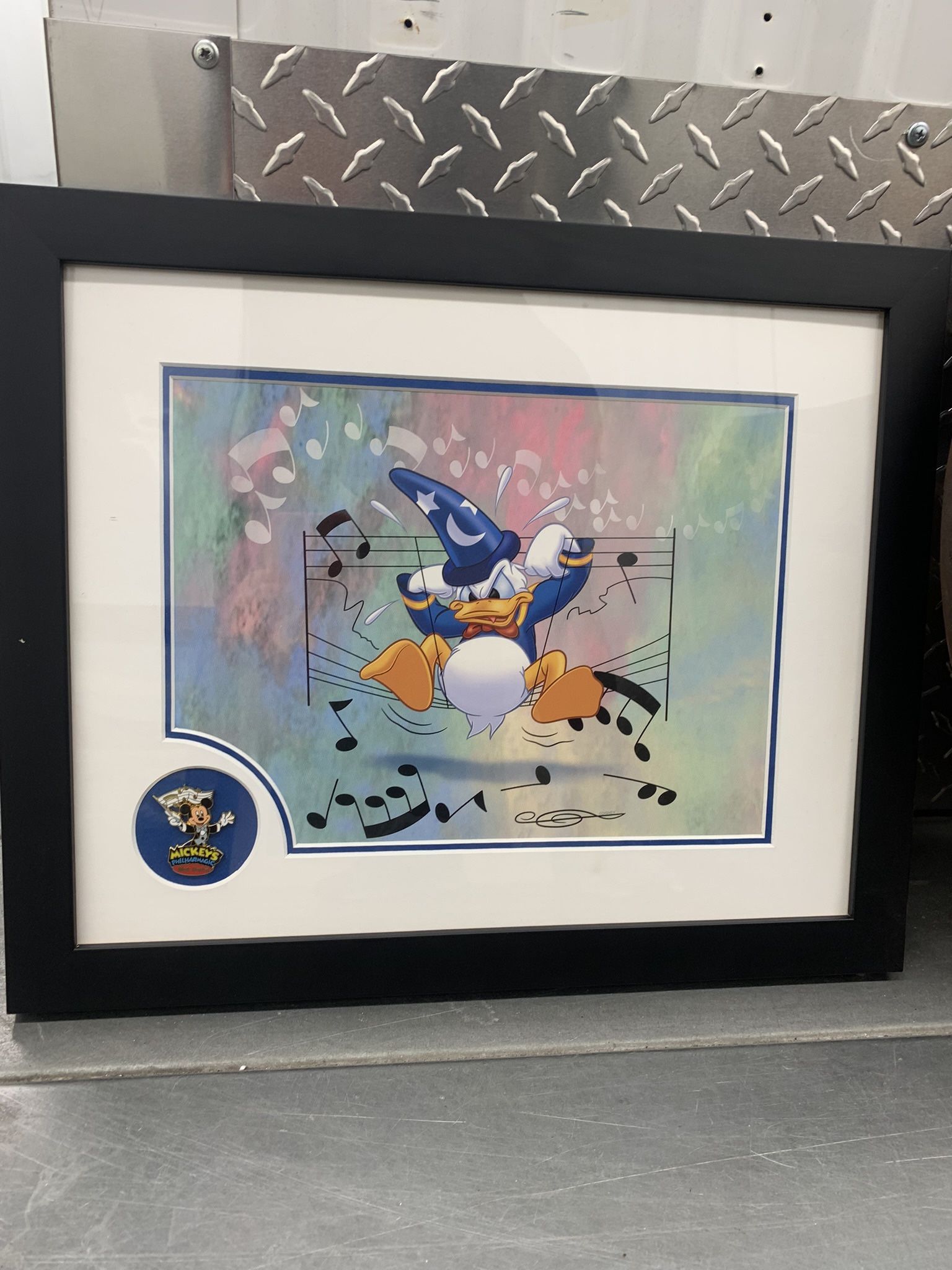 Limited Edition Donald Duck “Mickey's Philharmagic” Picture Print With Disney Pin & Certificate $100