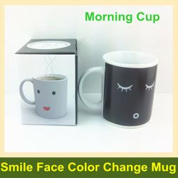 Smiley face heat changing drinking coffee cup