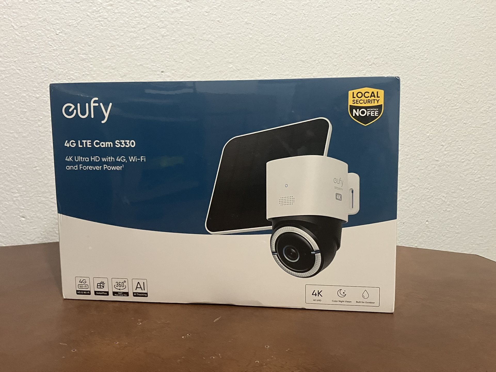 eufy Security 4G LTE Cam S330, 4K Cellular Solar Security Cameras Wireless Outdoor, Pan and Tilt, 4G and Wi-Fi Duo-Mode, AI Tracking, with SIM Card an