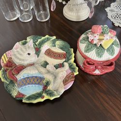 Vintage Fitz & Floyd Christmas Kitty Set