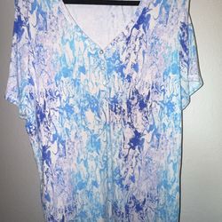 LuLaRoe Bailey Short Sleeve Blue Top - 3XL