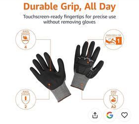 Impact-Resistant Work Gloves with Touchscreen Fingertips