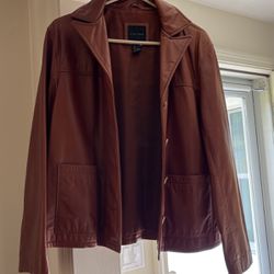 Limited Used 100% Leather Jacket Size Large Brown