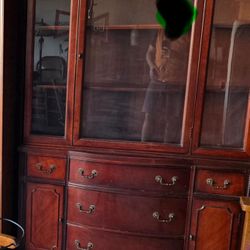 Solid Wood China Cabinet with Drawers – Descent Condition