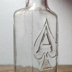 Antique ACE Embossed Glass Bottle Vintage Spade Small Excellent Condition Jug Vase Jar Bottle Rare Collectible