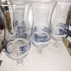 4 Royal Caribbean Cruise Hurricane Souvenir Glasses 14oz.  VGC Heavy 