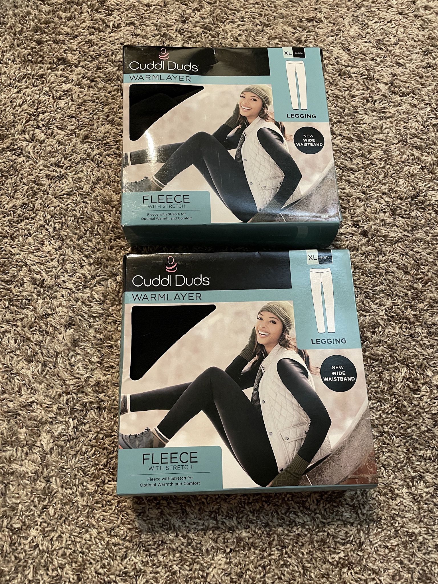  NWT Cuddl Duds Women’s Black Fleece Warm Layer Leggings Sz XL (2 pairs)