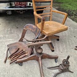 Antique Oak Chair And Parts For 2nd Chair Vintage Solid Oak