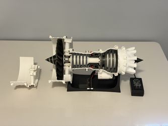 3D printed Motorized Rotatable Jet Engine Model w/ Airline Style Throttle, 16" long x 9" tall