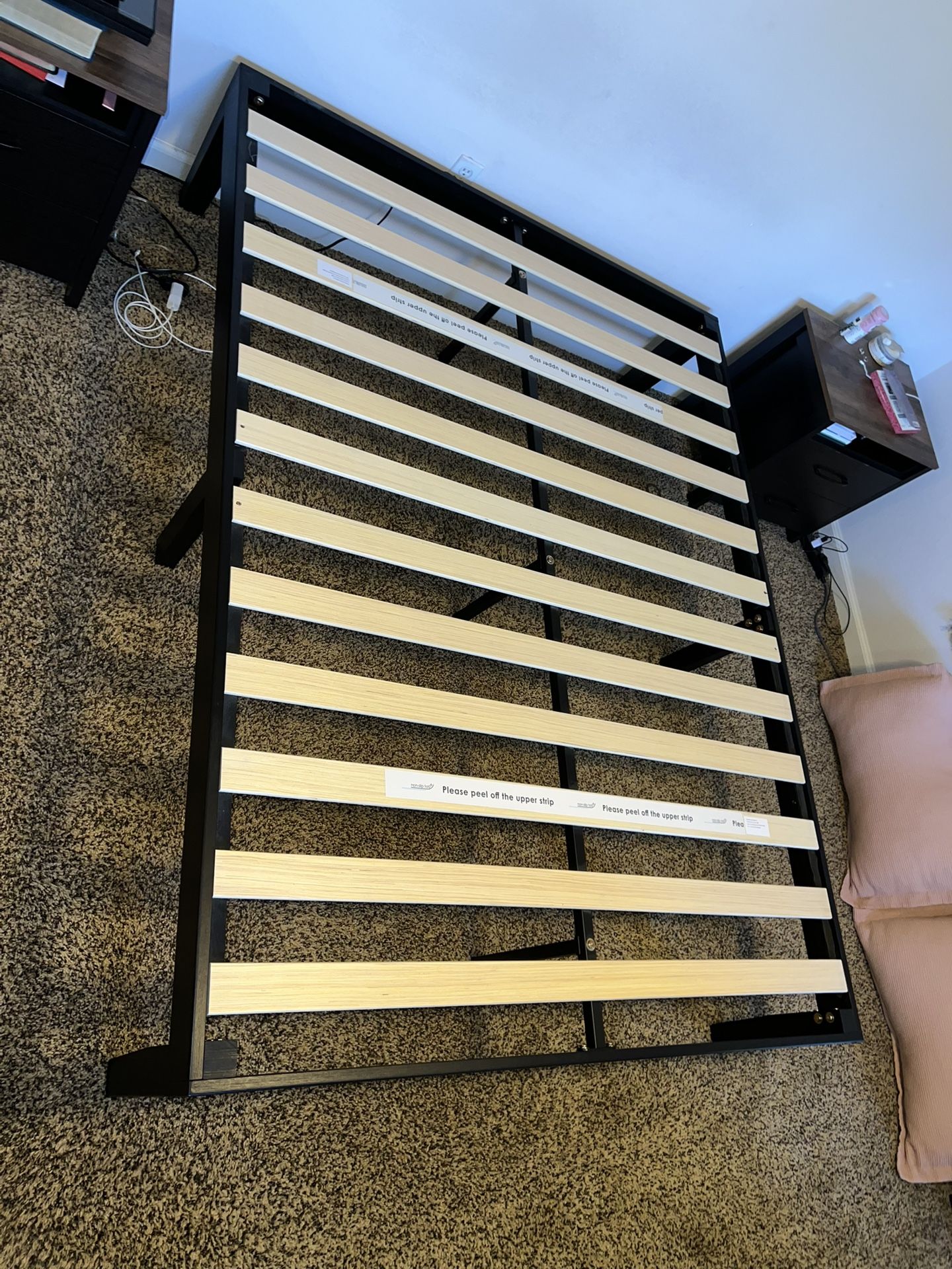 Modern Wooden QUEEN Bed Frame – 16” High – Excellent Condition