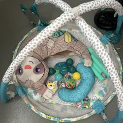 Infantino 4-in-1 Sloth Jumbo Baby Activity Gym & Ball Pit - Combination Baby Activity Gym and Ball Pit for Sensory Exploration and Motor Skill Develop