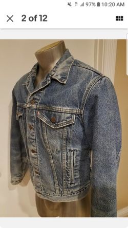 SIZE 44 LEVIS SHERPAS MAN JACKET DENIM BLUE TRUCKER 70506 VINTAGE