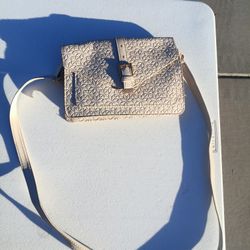 Neutral Bone Colored Crossbody Shoulder Bag Purse