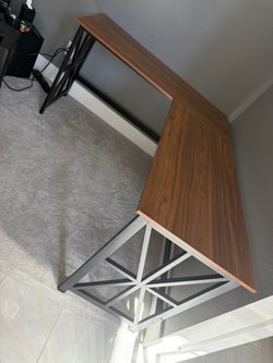 L-Shaped Desk with Metal Frame