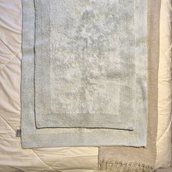 Set Of 2 Wamsutta Ultra Fine Reversible Bath Rugs In Sea Glass, Almost New Condition