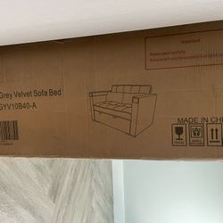 Grey Velvet Sofa Bed In Box 