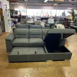 Sectional Pull Out Bed With Storage And Adjustable Headrest 