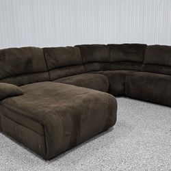 Sectional Couch Brown Color With Recliner Seats 