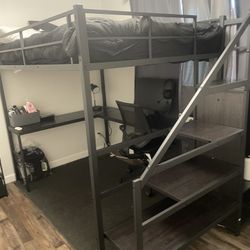 Loft Bed, Black Full Size Bed.