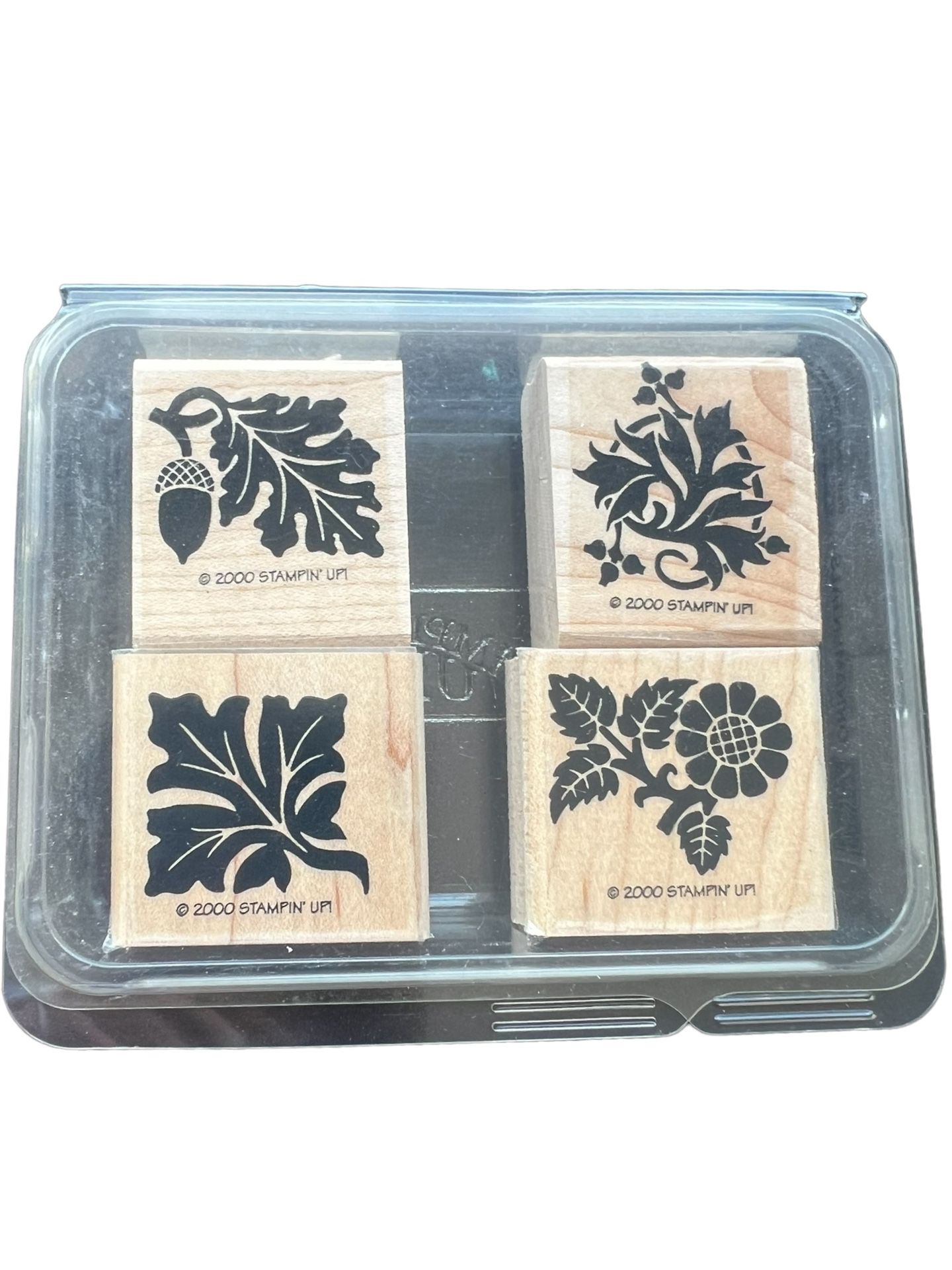 Stampin Up Rubber Stamps Ornamentals Set of 4 Wood Mounted Leaves Filigree Acorn  Add a touch of elegance to your crafts with this set of four Stampin