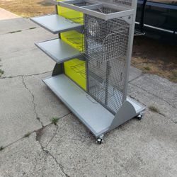 Display Shelving Meltal Casing , On Casters