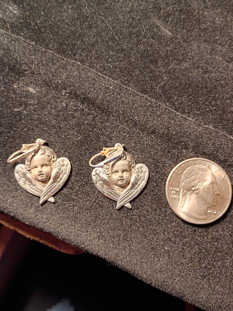 Solid Cast Sterling Silver Angel Earrings