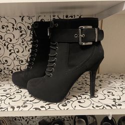 Black High Heel Boots Size 6.5 Excellent Condition 