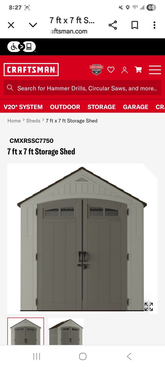 CRAFTSMAN 7X7 PLASTIC SHED BRAND NEW OPEN BOX CAN DELIVER