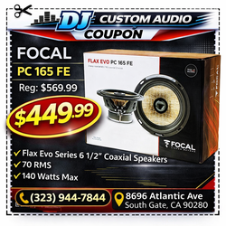 Focal Flax Evo Series Car Speaker 1-Set 6 1/2" 2-Way Coaxial Speaker System 140 Watts PC 165 FE 🚨 Payment Options Available 🚨 No Credit Needed 🚨