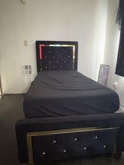 Twin Bed Frame With Memory Foam Mattress And Box Spring