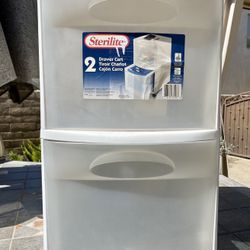 Sterilite Ultra 2-Drawer Storage Cart White Filing Cabinet Tote