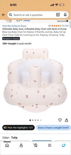 Inflatable chair for babies